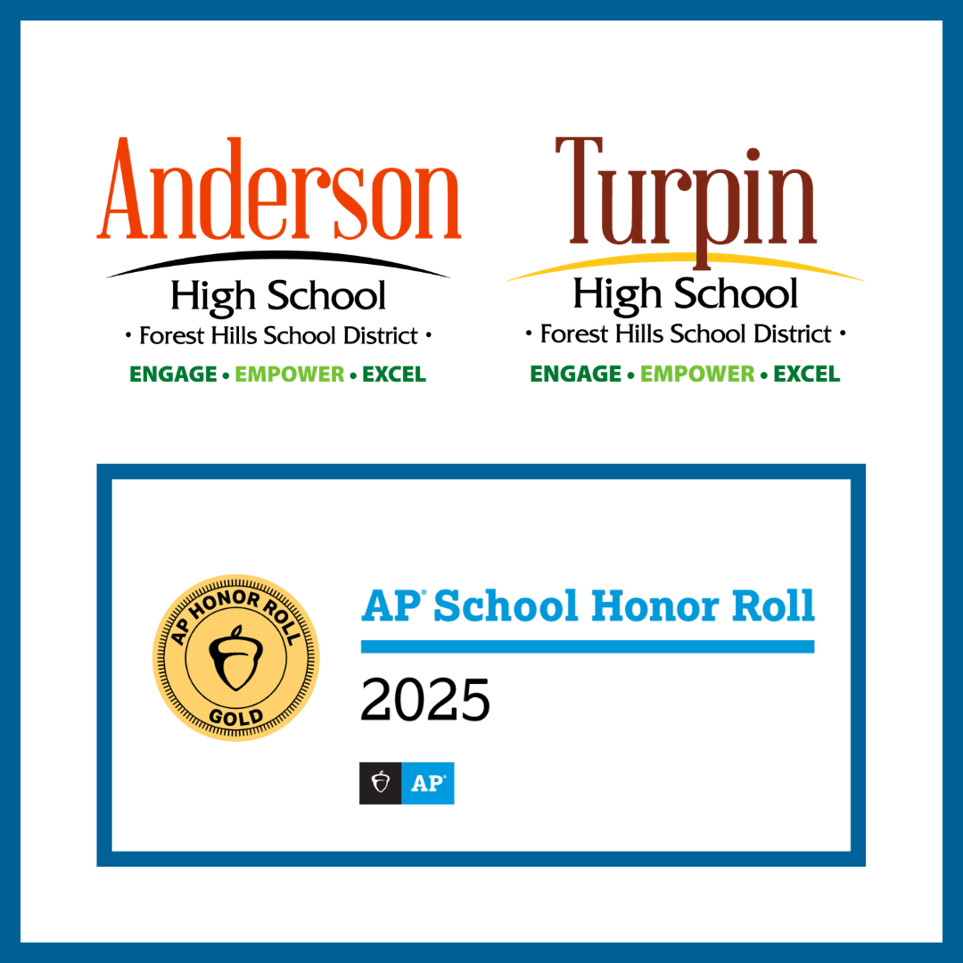 Title graphic with Anderson and Turpin logos above the AP School Honor Roll 2025 gold badge